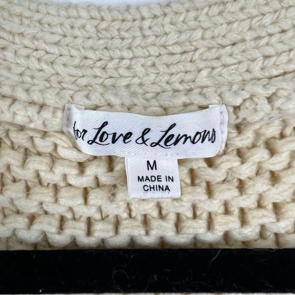 FOR LOVE & LEMONS Kerry Cropped Chunky Cardigan, Yellow, Pink, Aqua, Size Medium - Picture 5 of 9